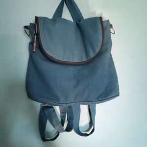 Mexical Blues peacock blue cotton padded backpack cross body bag purse
